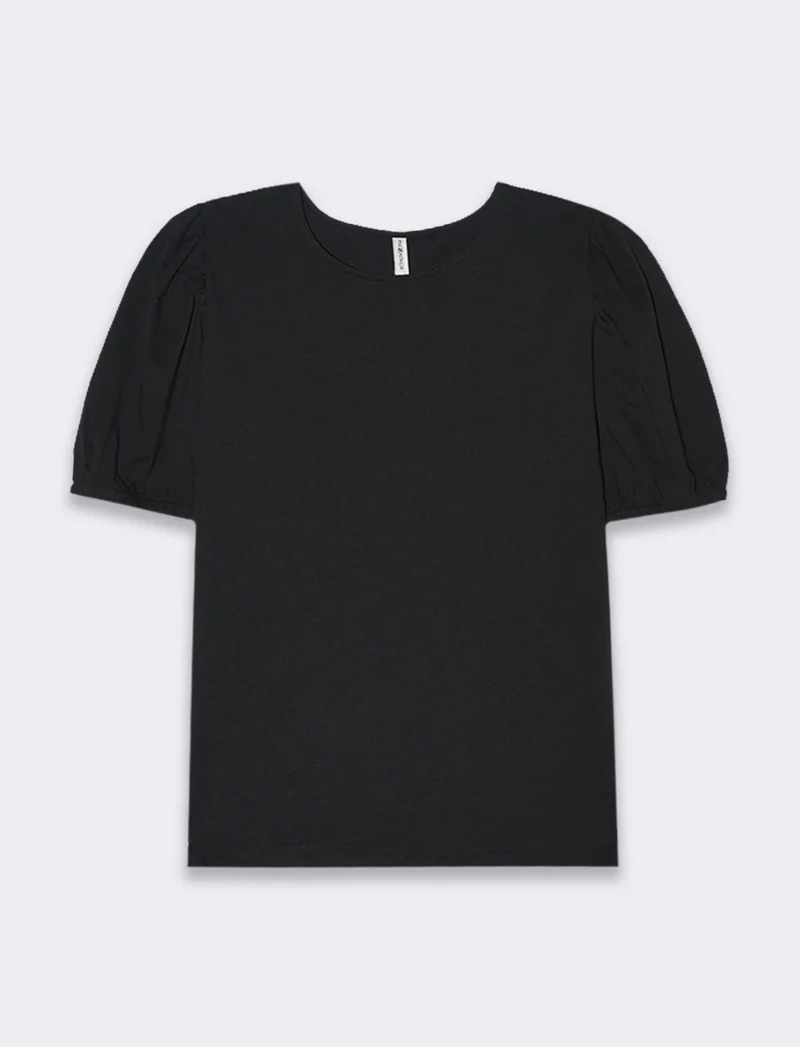 T-shirt con manica a sbuffo da donna - Nero