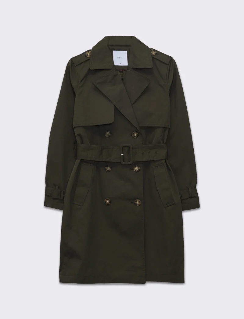 Trench con cintura da donna - Verde militare