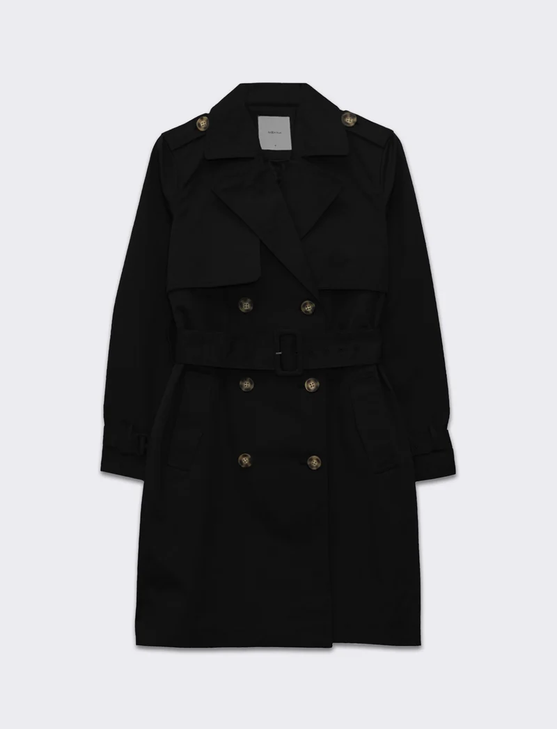 Trench con cintura da donna - Nero