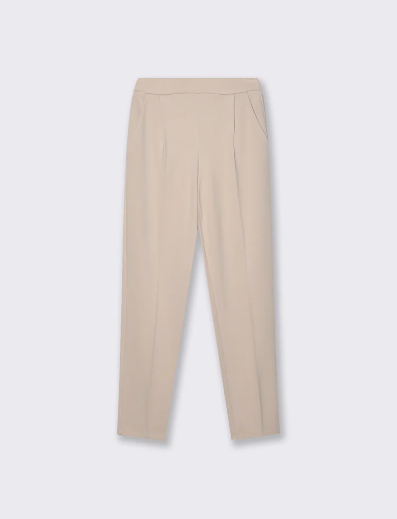 Pantalone sigaretta con pence sul davanti - Bianco burro