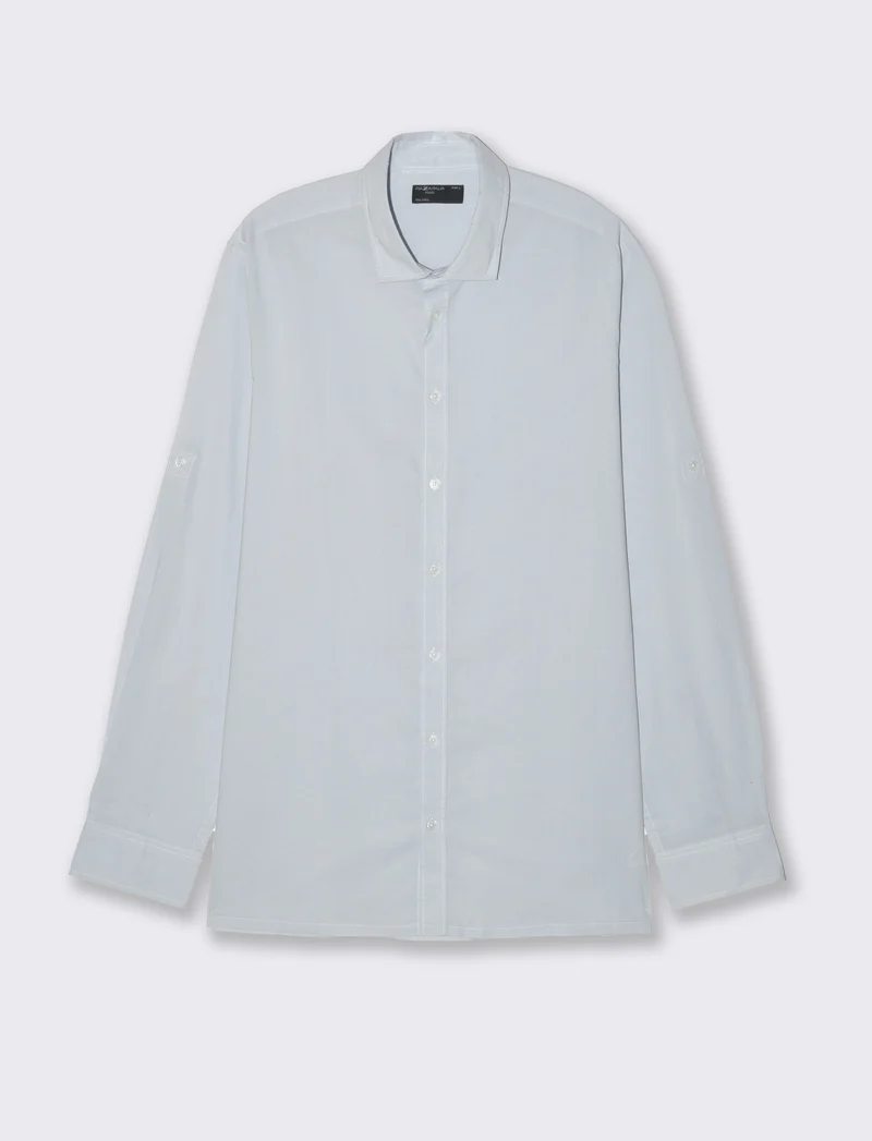 Camicia in voile da uomo - Celeste polvere