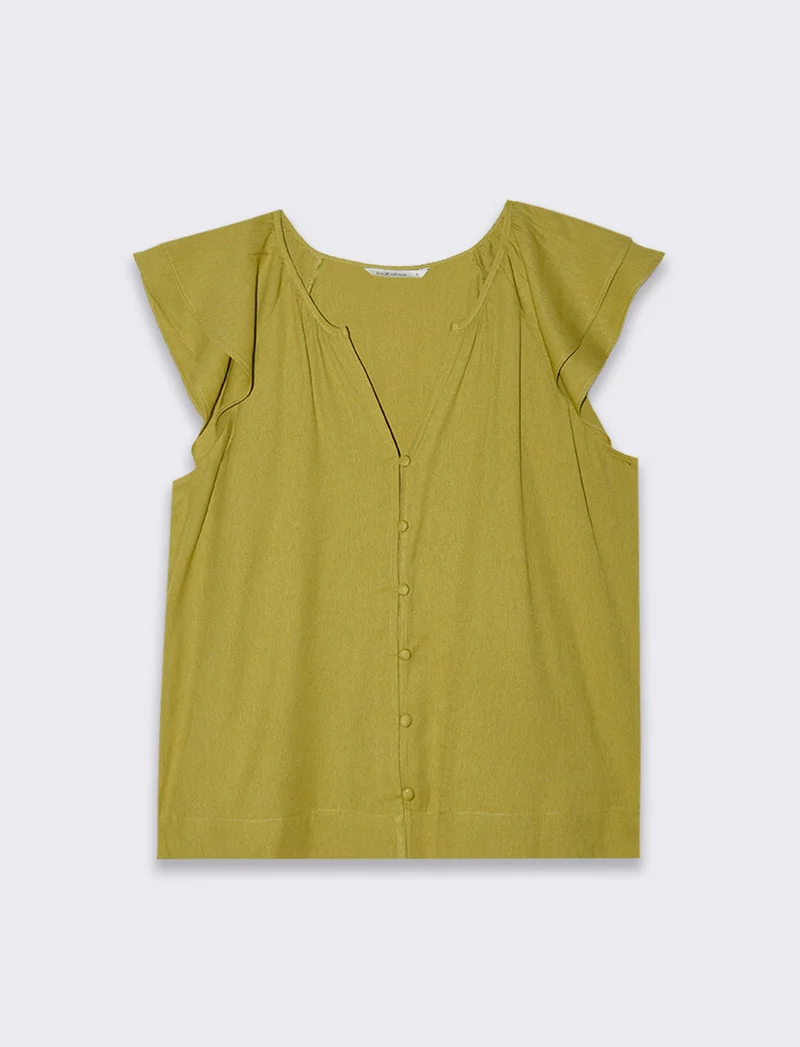 Camicia con volant da donna - Verde pistacchio
