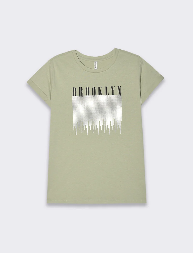 T-shirt stampata da donna - Verdino