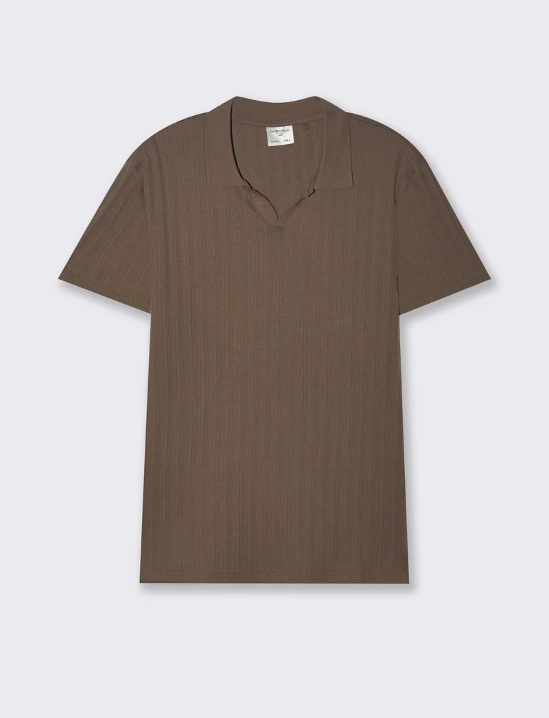 Polo struttura jacquard effetto maglia da uomo - Grigio fango
