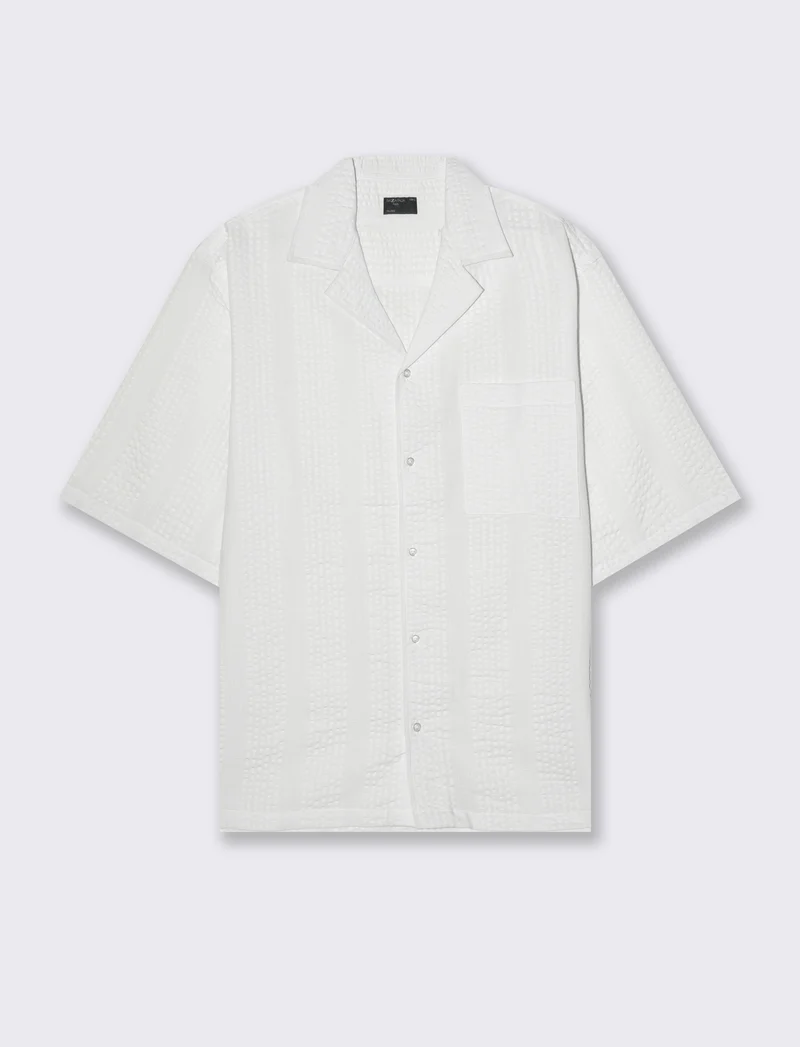 Camicia in tessuto ricamato da uomo - Bianco