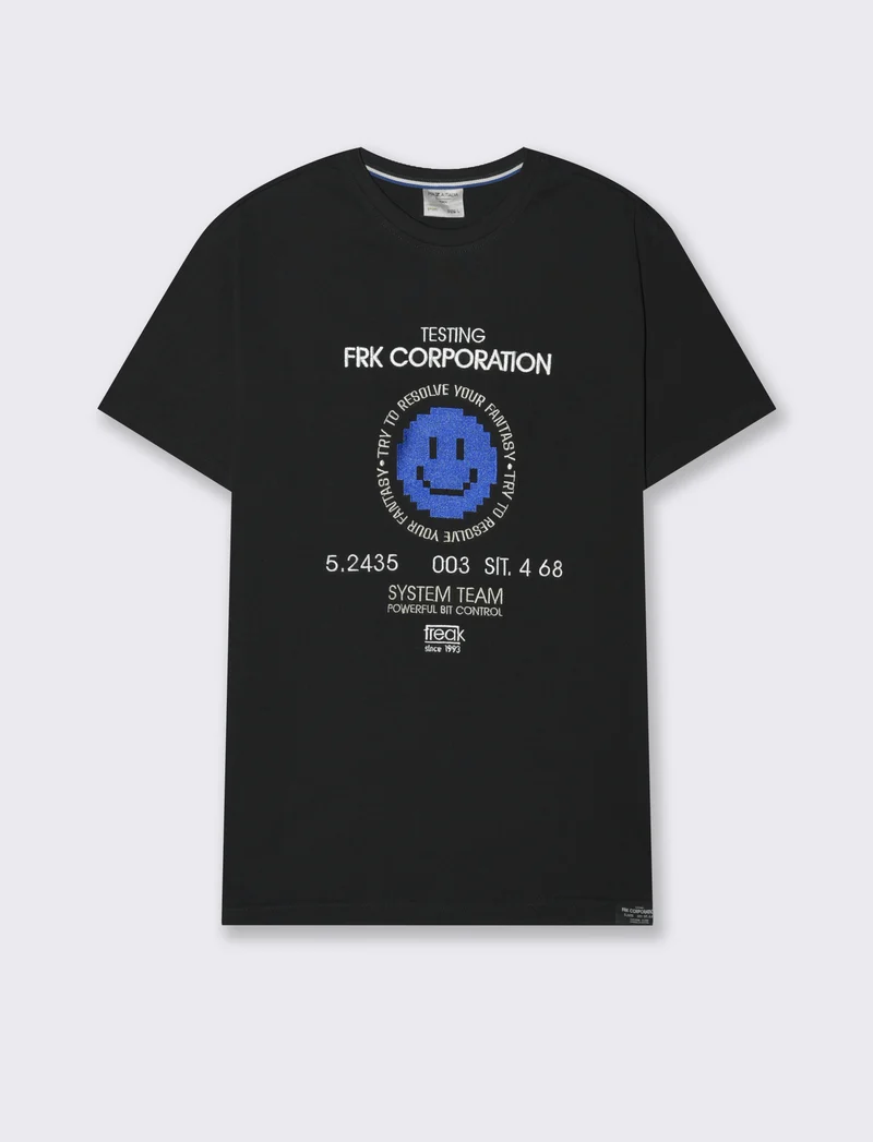 T-shirt con ricamo a contrasto da uomo - Nero