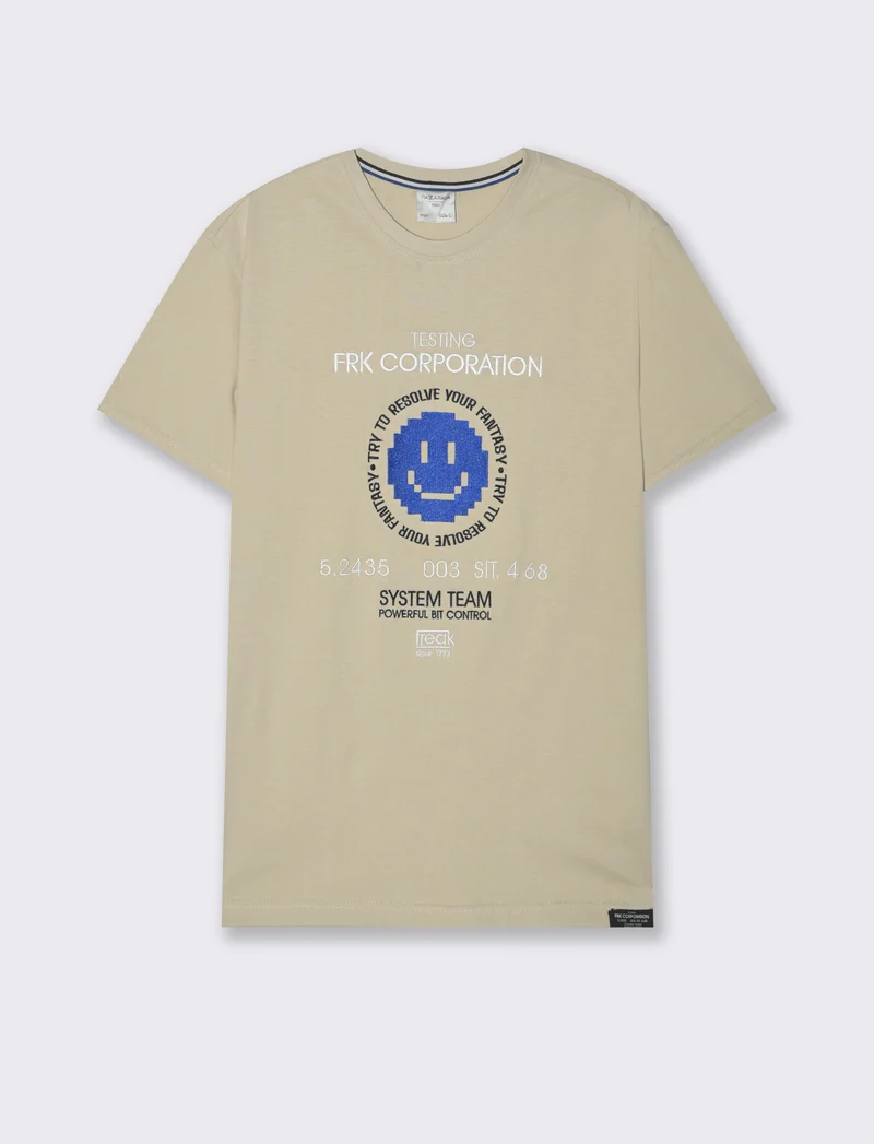 T-shirt con ricamo a contrasto da uomo - Grigio ghiaccio