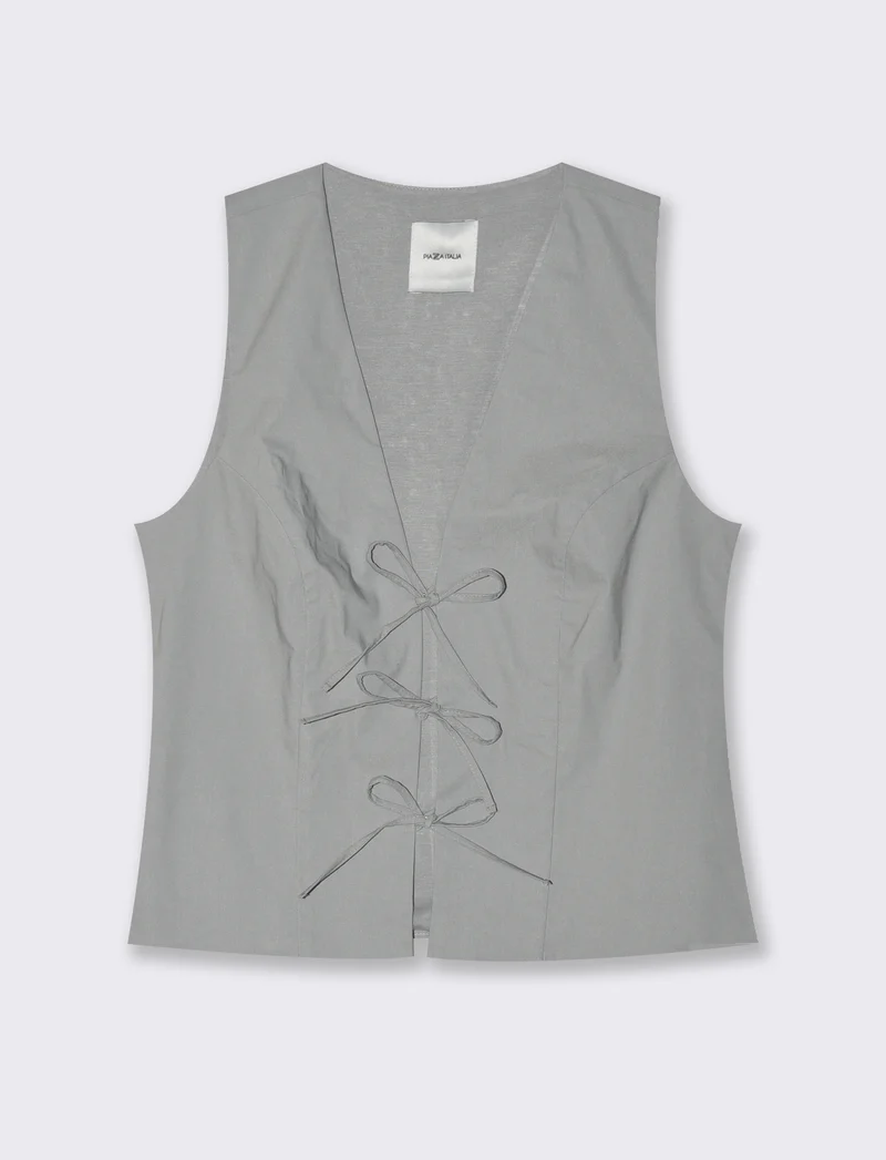 Gilet con laccetti da donna - Bianco perla