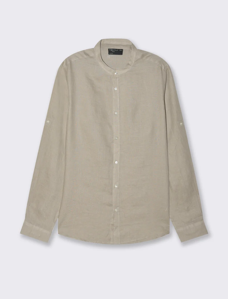 Camicia coreana 100% lino da uomo - Beige