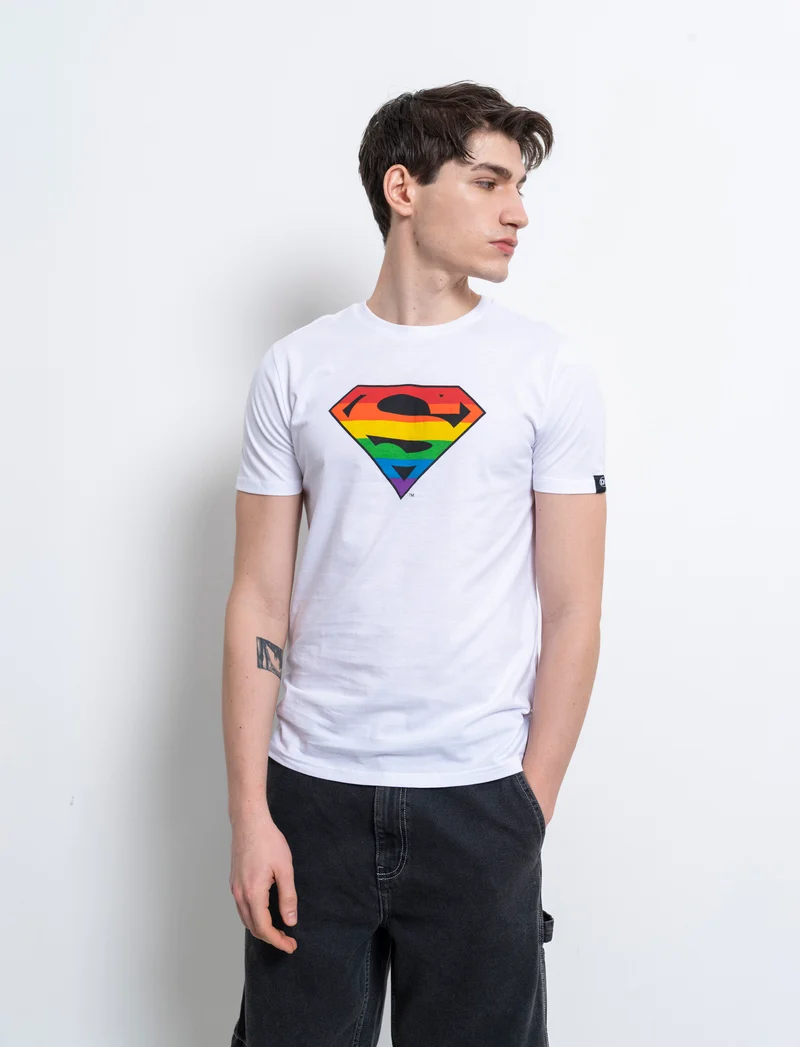 T-shirt stampa super man by dc comics da uomo - Bianco