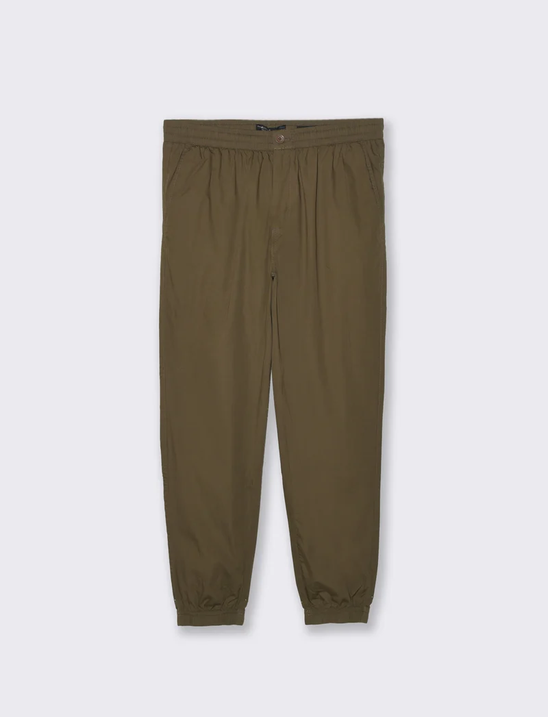 Pantaloni in cotone con vita jogger da uomo - Verde kaki