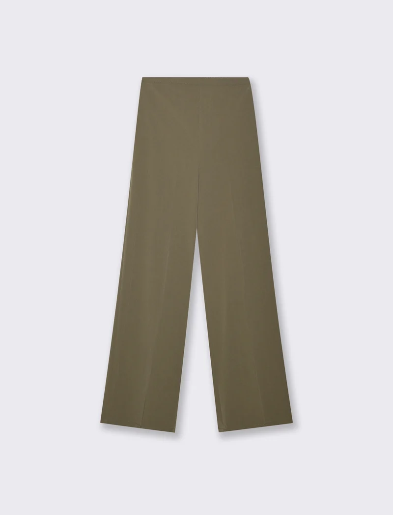 Pantalone palazzo con tessuto fluido - Verde
