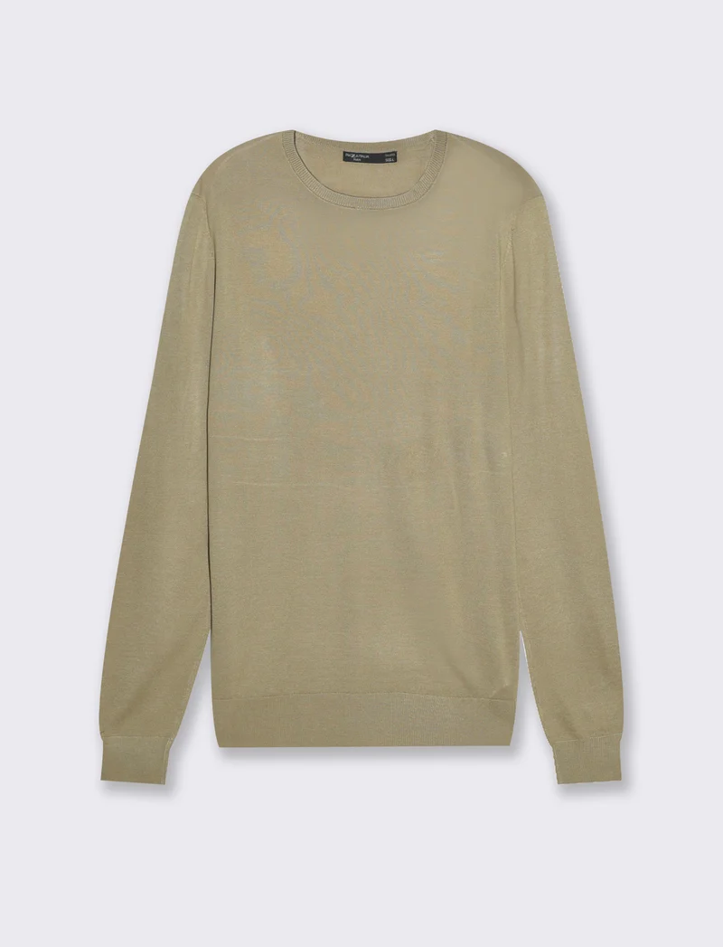 Maglia basic effetto cachemere da uomo - Verde salvia