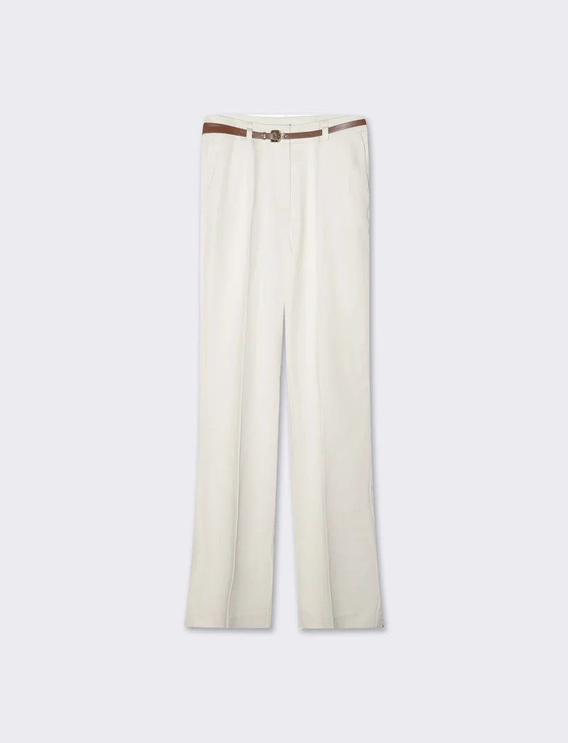 Pantalone con cintura da donna - Bianco panna