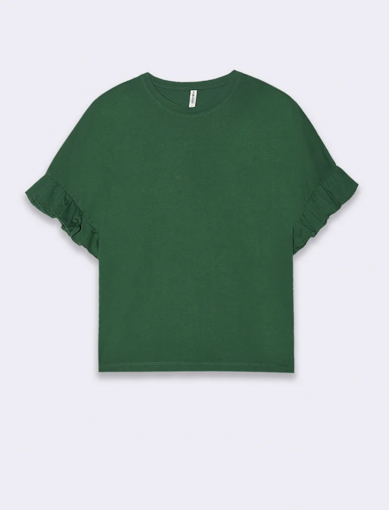 T-shirt con ruches da donna - Verde