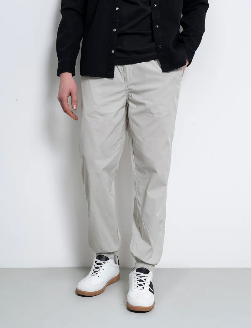 Pantaloni in cotone con vita jogger da uomo - Grigio ghiaccio