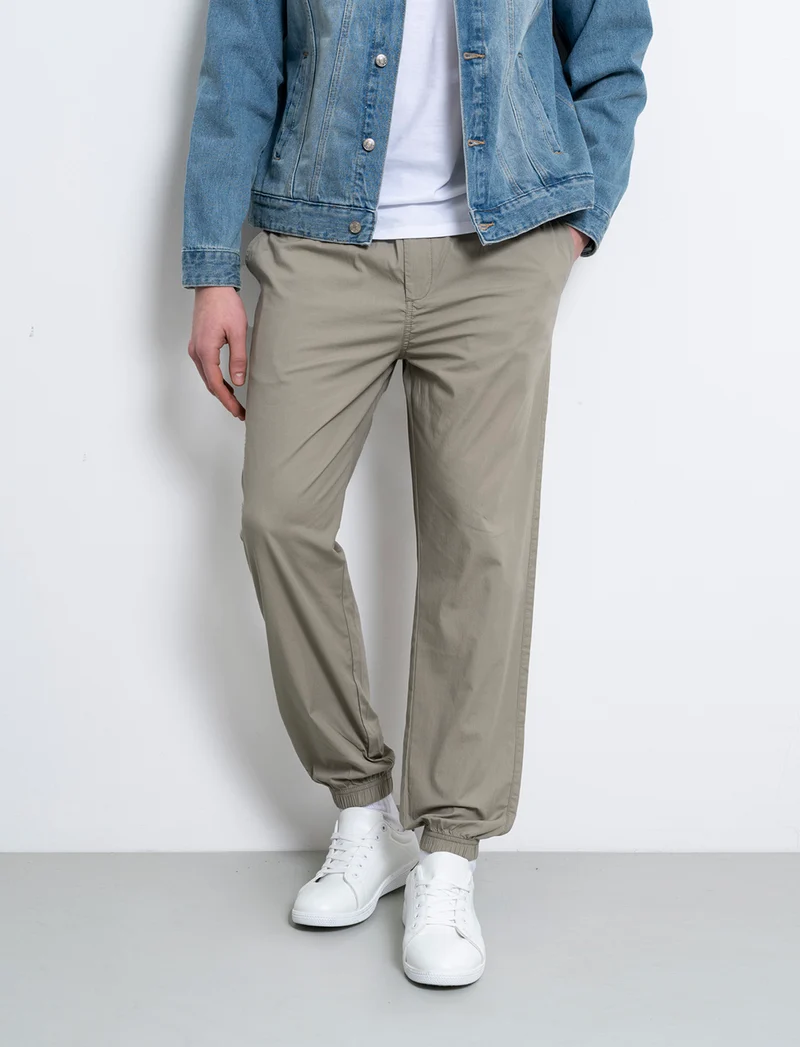 Pantaloni in cotone con vita jogger da uomo - Verde salvia