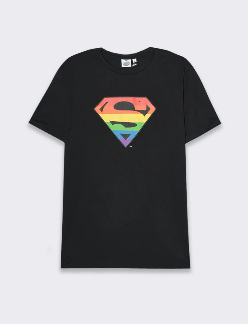 T-shirt stampa super man by dc comics da uomo - Nero