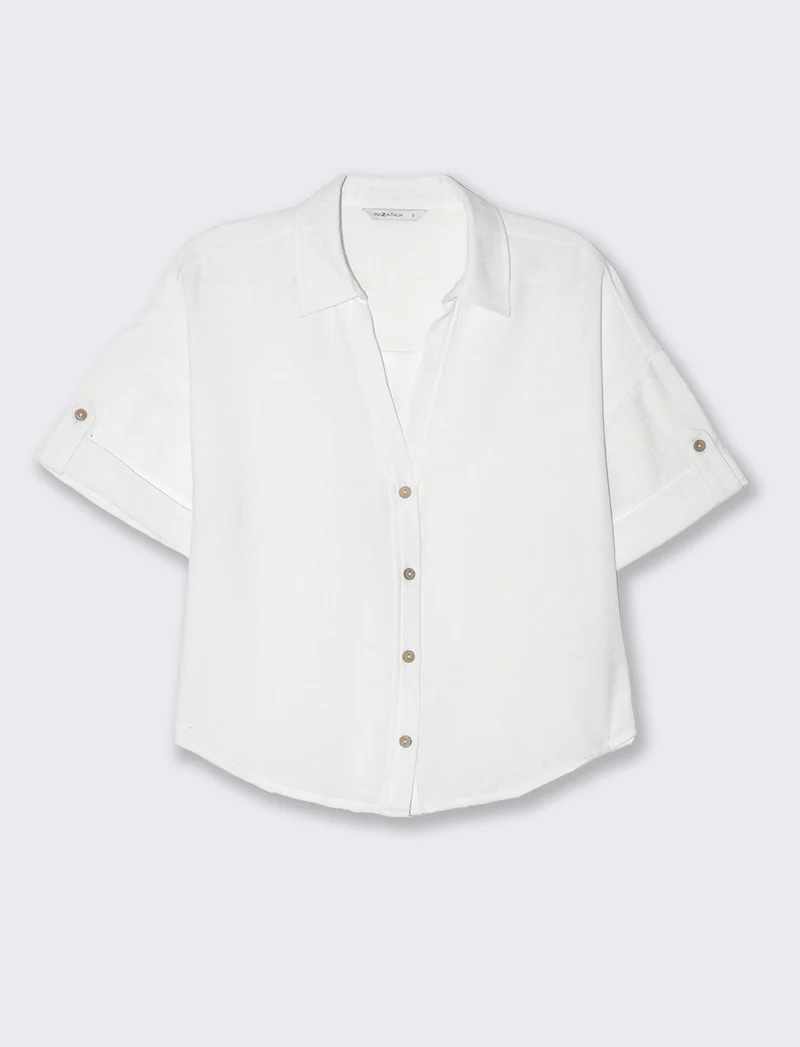 Camicia manica corta da donna - Bianco