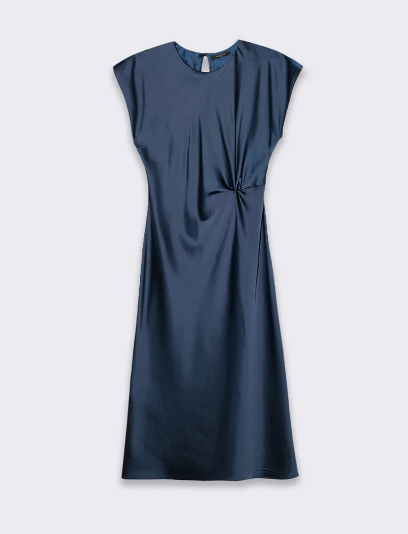 Vestito smanicato di raso - Blu