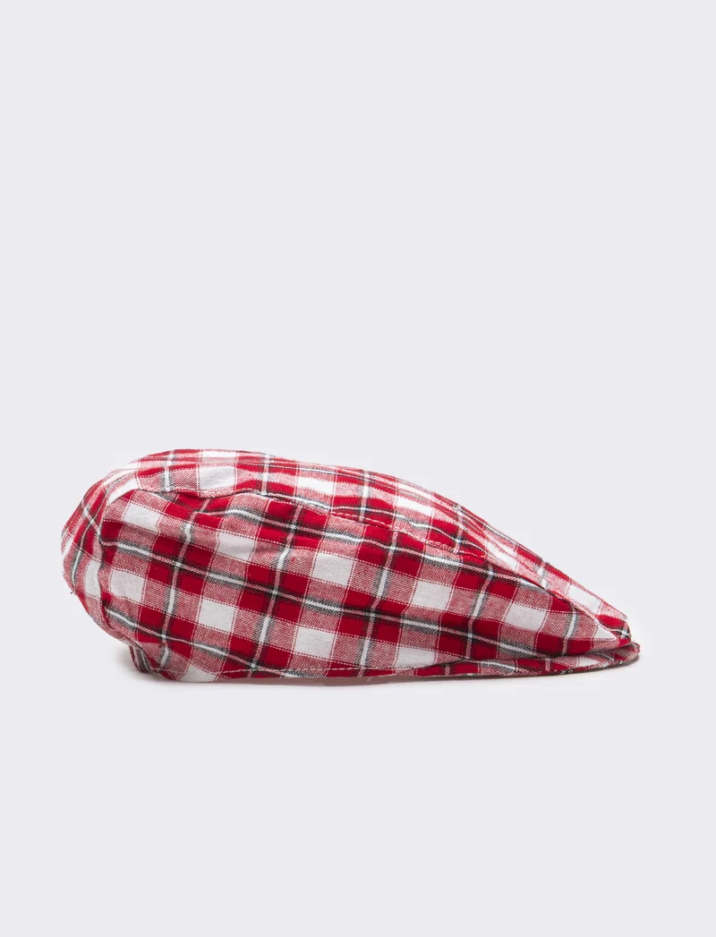 Cappello coppola neonato quadri - Rosso