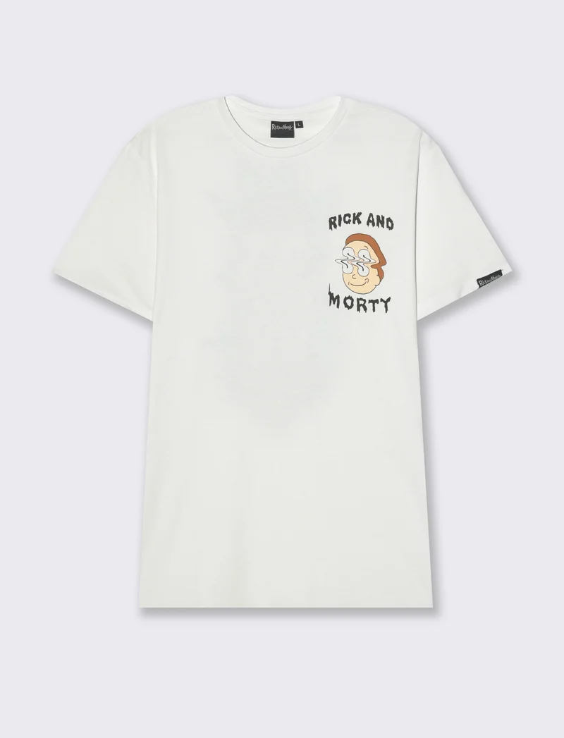 T-shirt stampa rick and morty da uomo - Bianco