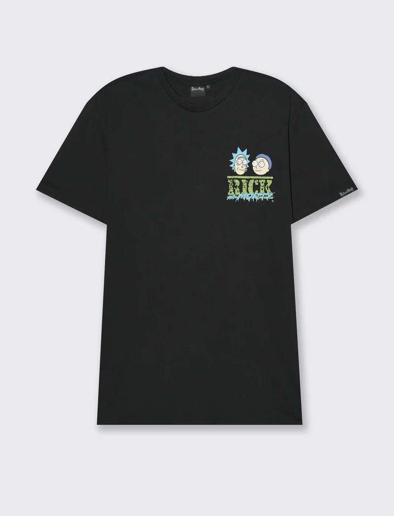 T-shirt stampa rick and morty da uomo - Nero