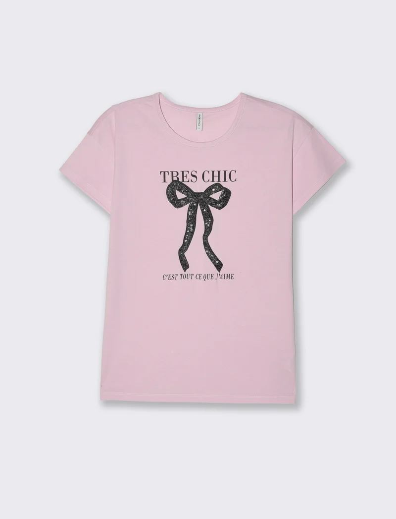 T-shirt con stampa e paillettes da donna - var 3