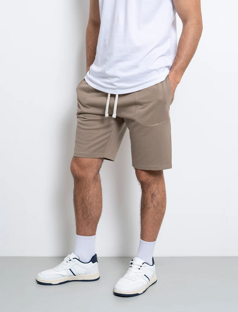 Bermuda in felpa con vita jogger da uomo - Grigio tortora