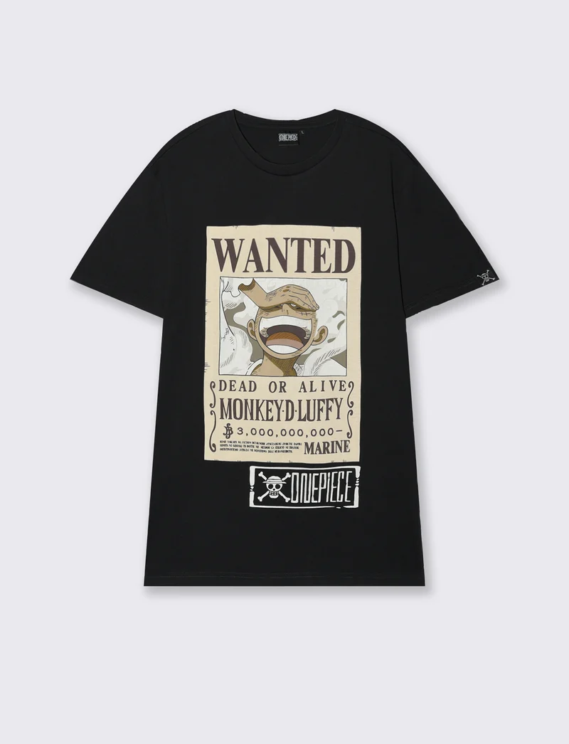 T-shirt con stampa One Piece da uomo - Nero