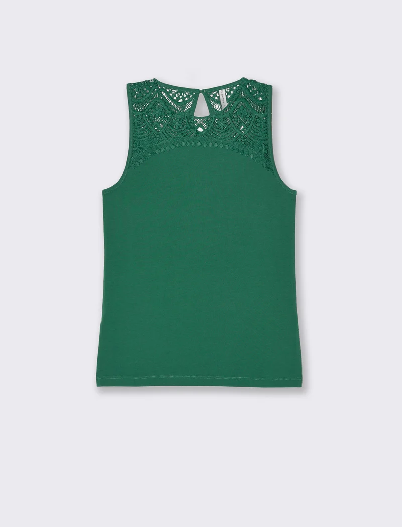 Top con pizzo da donna - Verde
