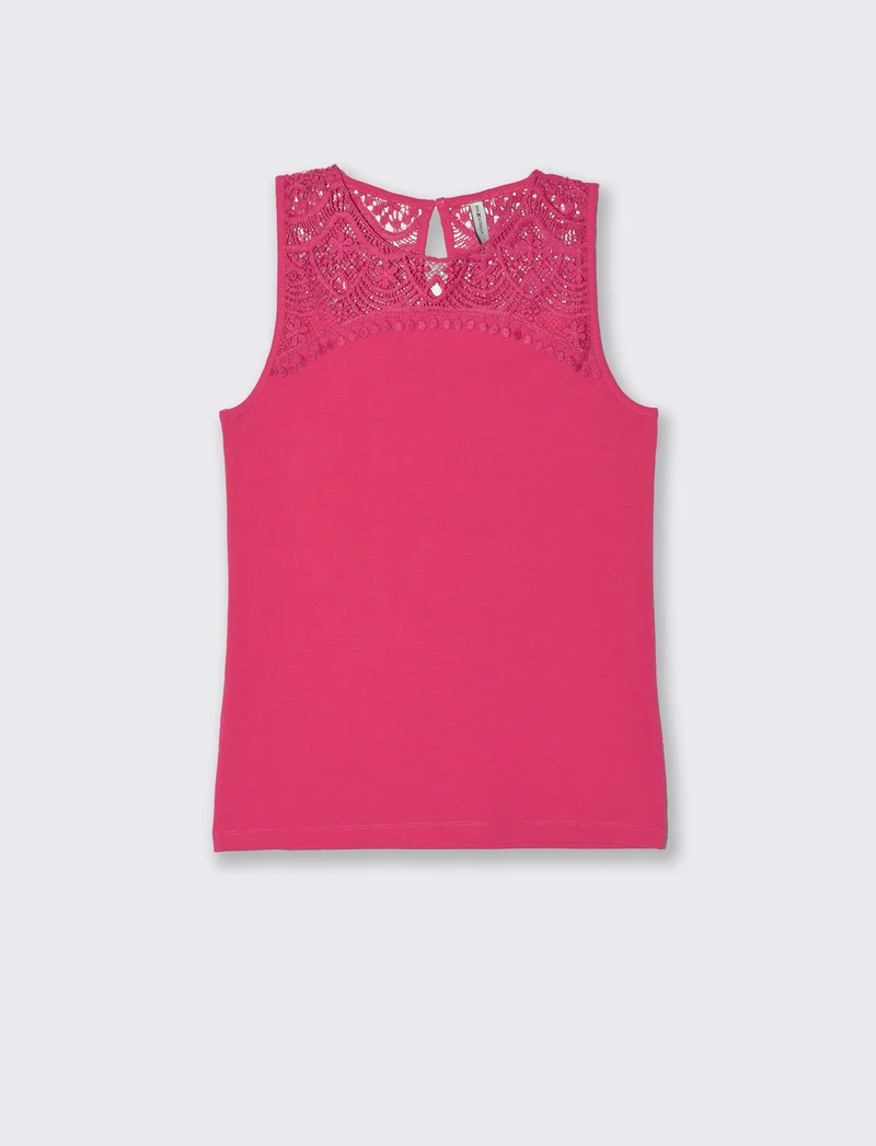 Top con pizzo da donna - Fuxia