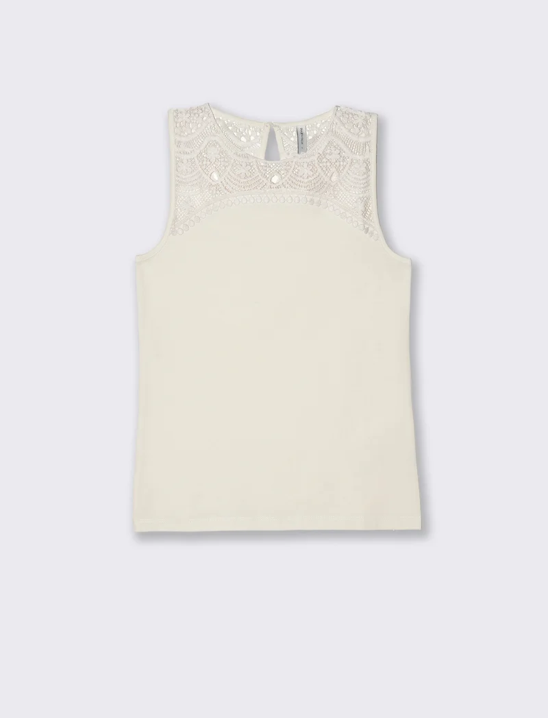 Top con pizzo da donna - Avorio