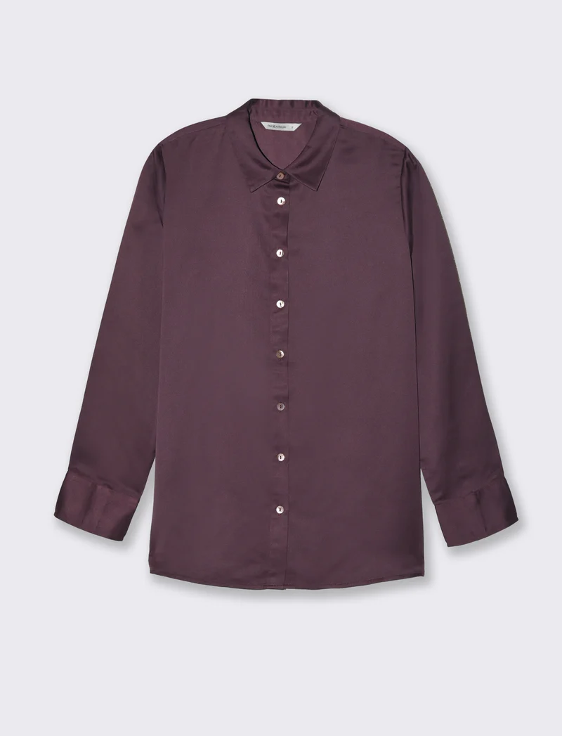 Camicia in satin da donna - Viola