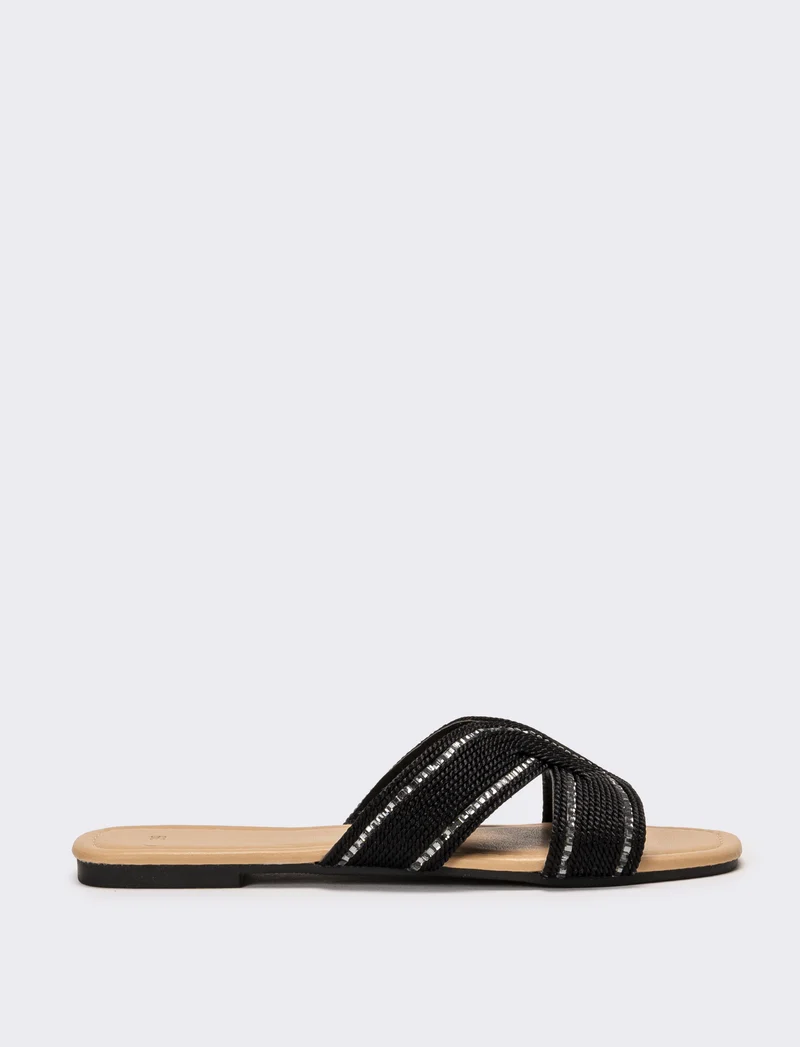 Mule da donna effetto corda - Nero