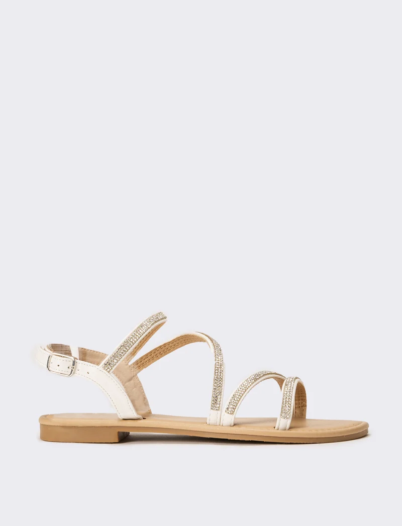 Sandalo da donna con strass - Bianco