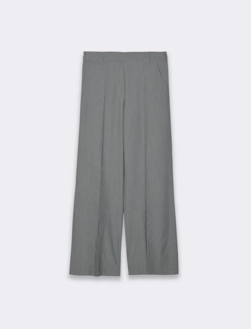 Pantalone a palazzo confort fit da donna - Grigio chiaro mel.