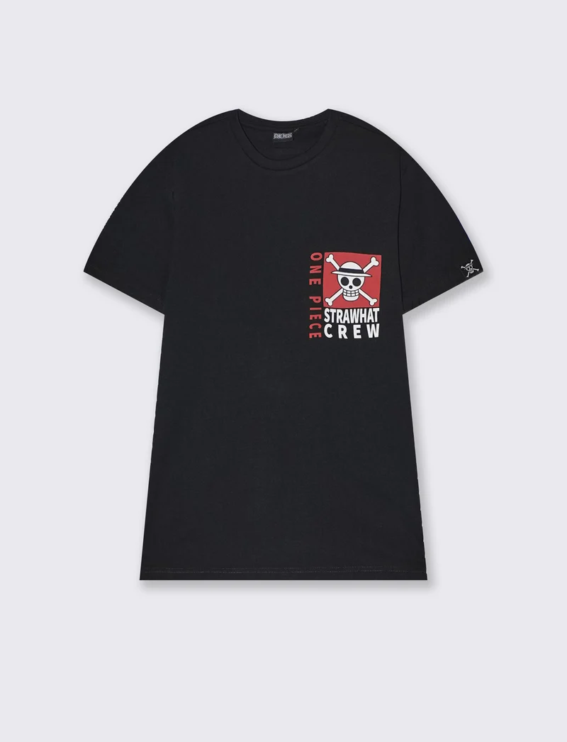 T-shirt stampa one piece da uomo - Nero