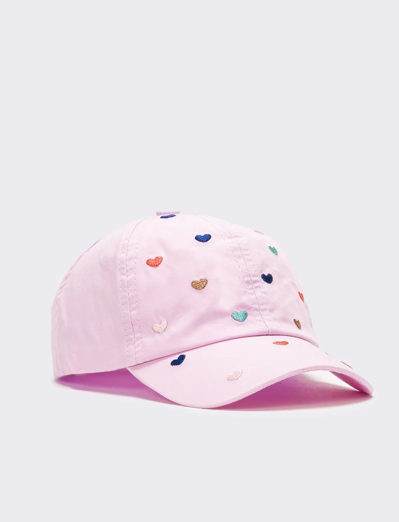 Cappello bambina baseball cuori ricamati - Lilla