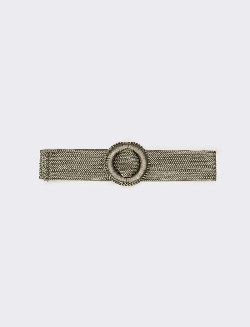 Cintura donna elastica intrecciata lucida - Verde