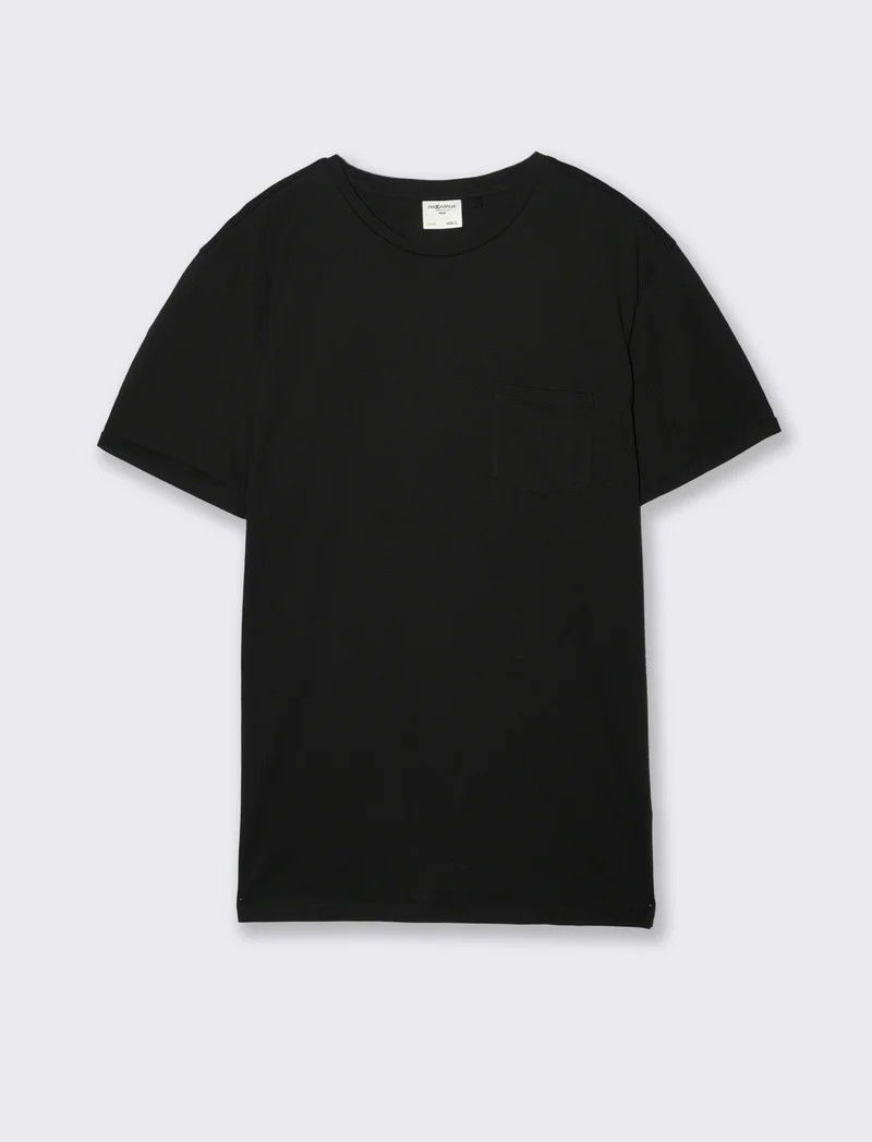 T-shirt basic con tasca da uomo - Nero