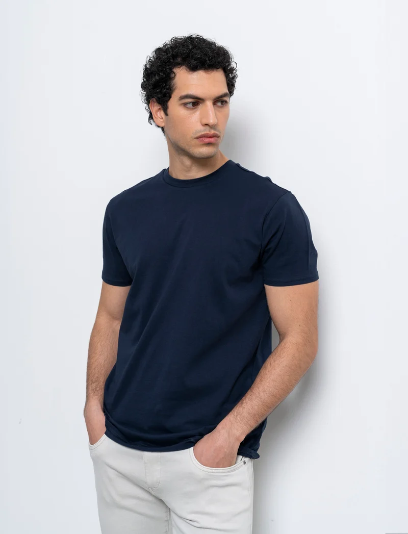 T-shirt basic in cotone premium regular fit da uomo - Blu