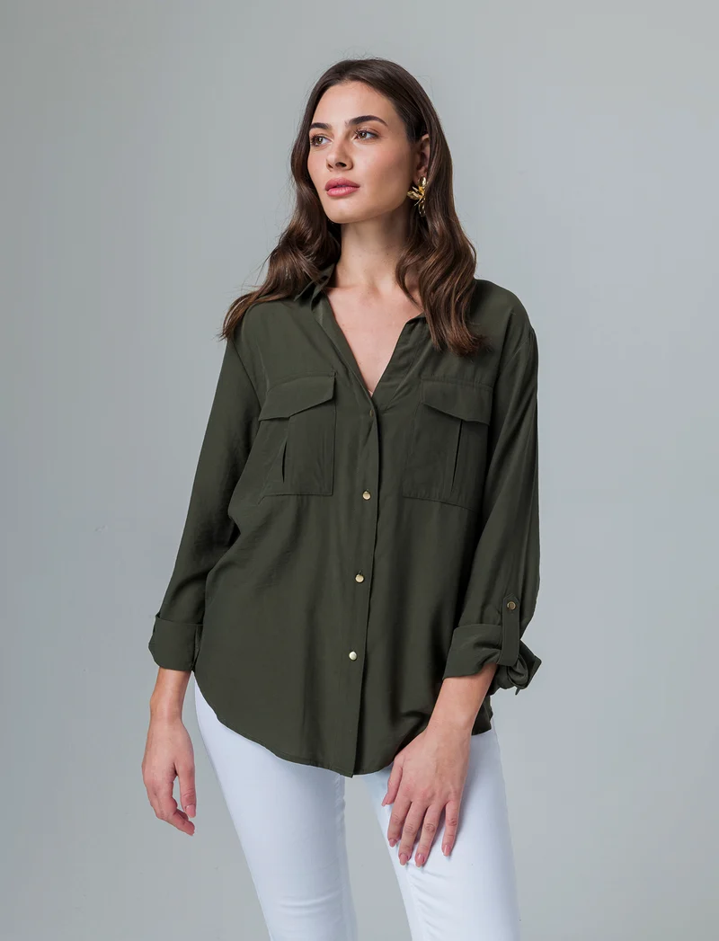 Camicia basica con tasche sul petto da donna - Ve.milit.
