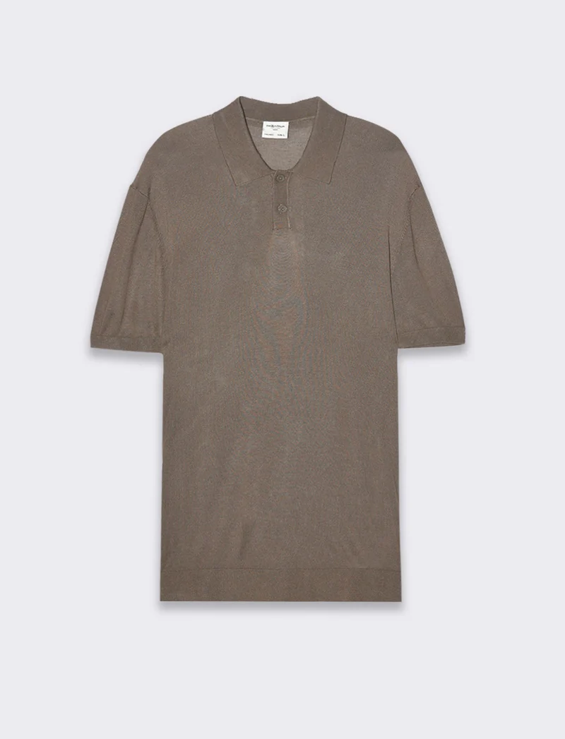 Polo in maglia sottile da uomo - Grigio fango