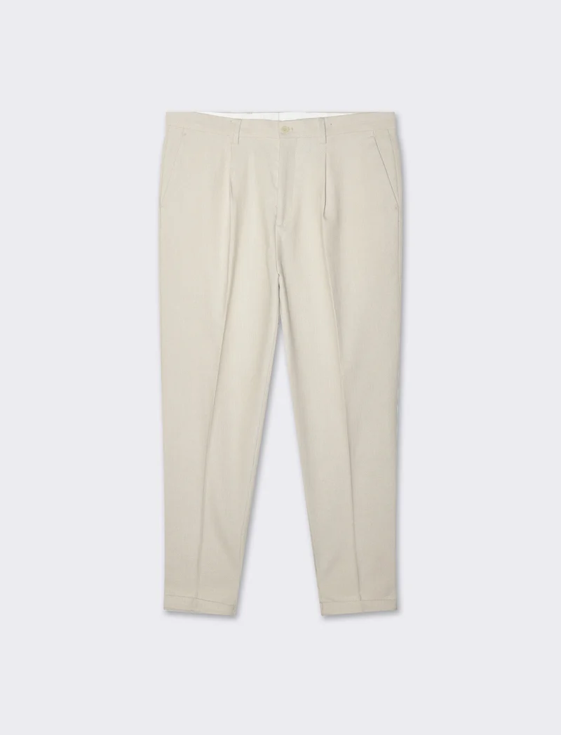 Pantaloni da completo tessuto strutturato da uomo - Beige