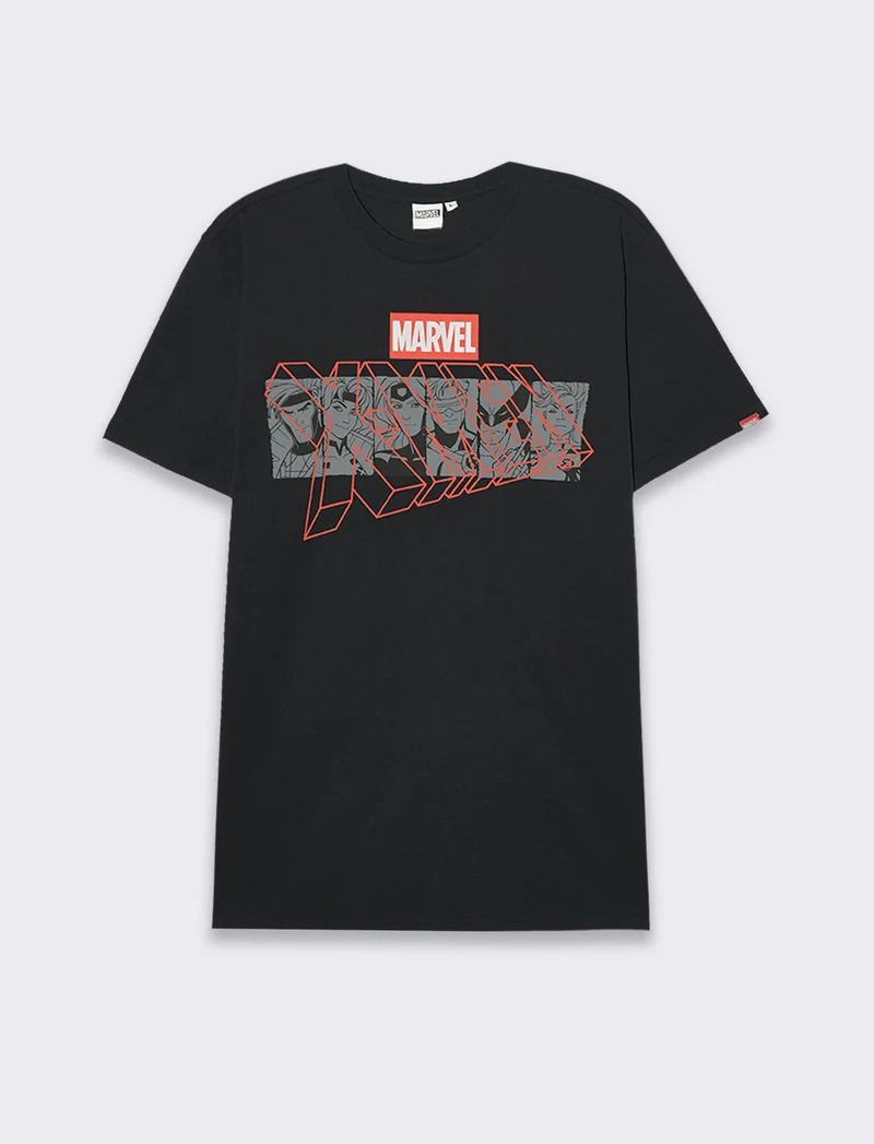 T-shirt stampa marvel da uomo - Nero