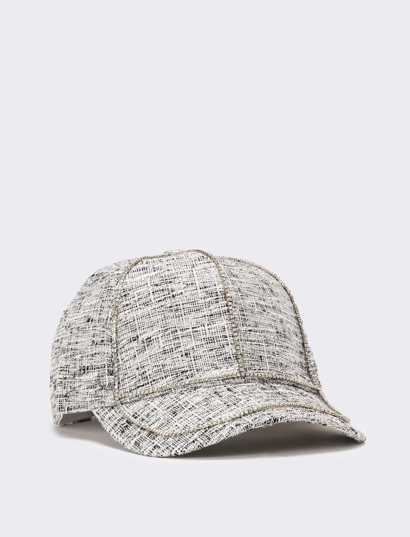 Cappello donna baseball boucle con strass - Nero