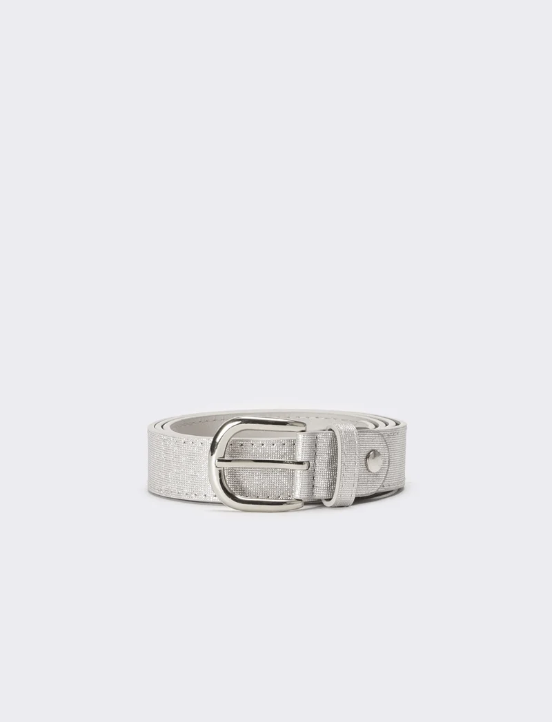 Cintura donna basic in tessuto lurex - Argento