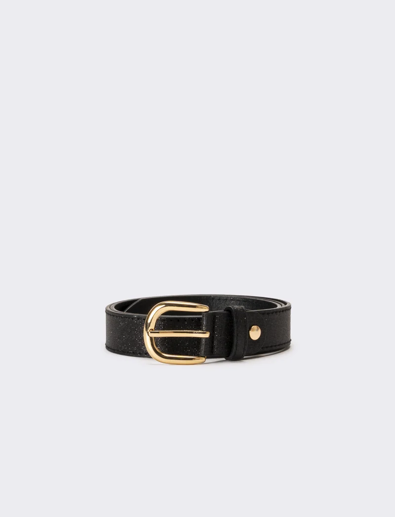 Cintura donna basic in tessuto lurex - Nero