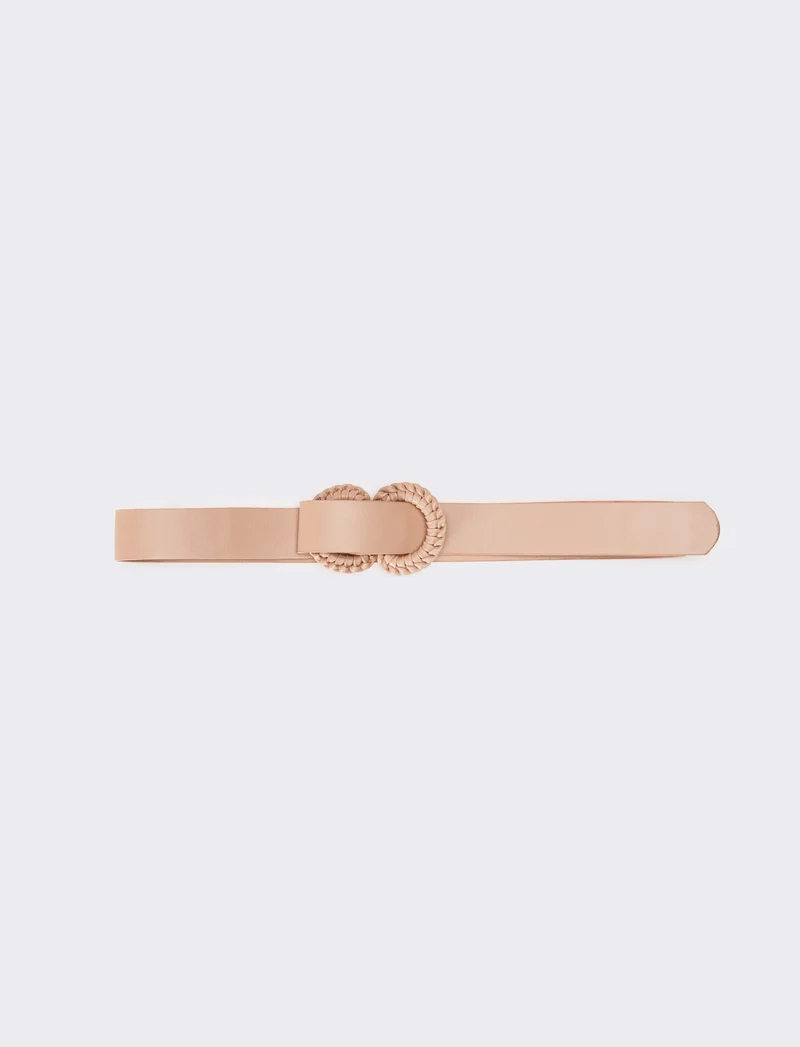 Cintura donna doppia fibbia intreccio - Rosa
